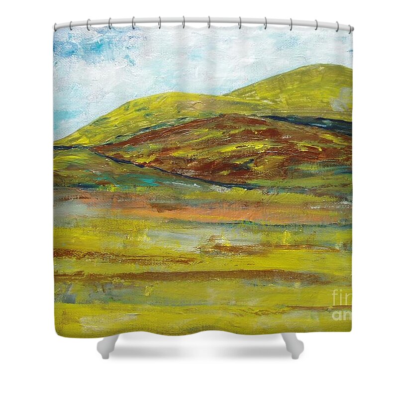  Mountains Shower Curtain featuring the painting Mountains by Reina Resto