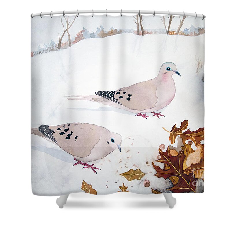 Mourning Doves Shower Curtain featuring the painting Mourning Doves by Laurel Best