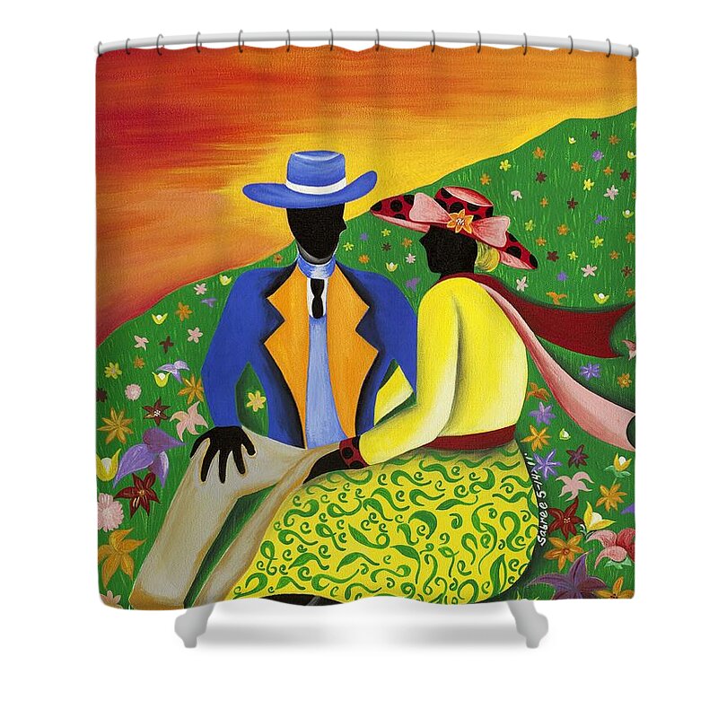 Gullah Art Shower Curtain featuring the painting Moving Forward by Patricia Sabreee
