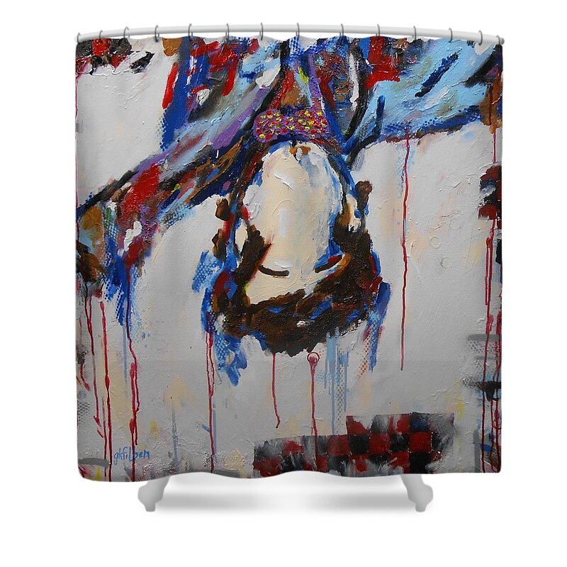 Abstract Shower Curtain featuring the painting Mr. Nobody by GH FiLben