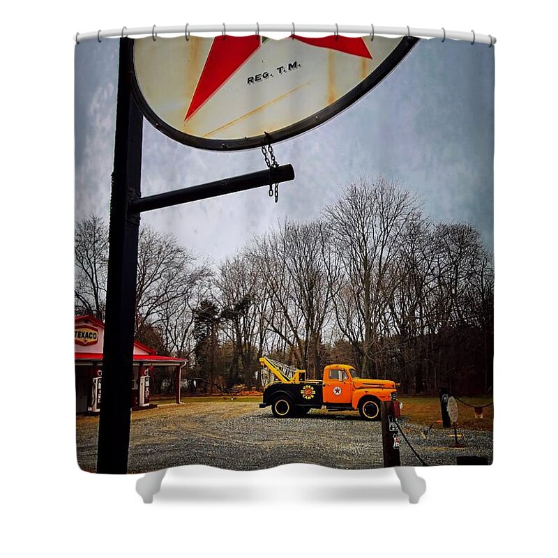 Americana Shower Curtain featuring the photograph Mr. Towed's magical ride by Robert McCubbin