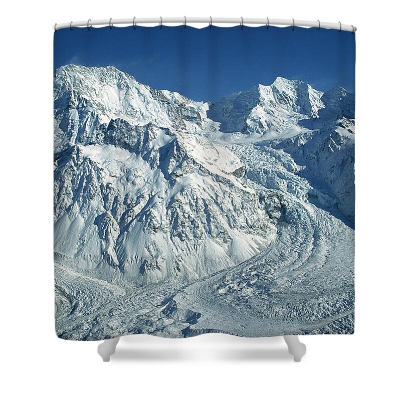 00260053 Shower Curtain featuring the photograph Mt Cook And Mt Tasman In Aerial View by Colin Monteath