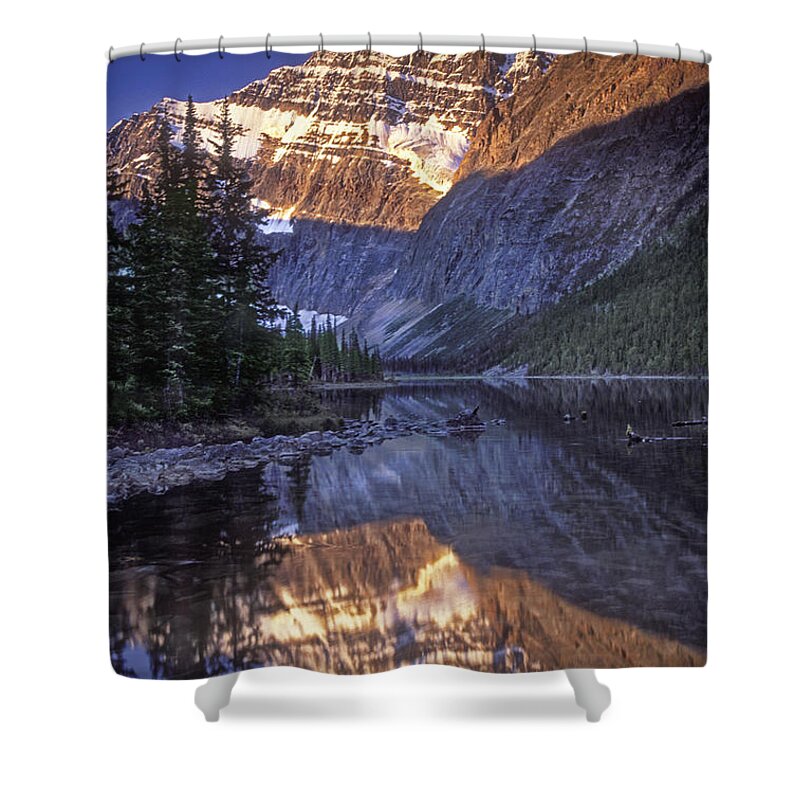 Mount Edith Cavell Shower Curtain featuring the photograph Mt Edith Cavell Reflection by Dave Mills
