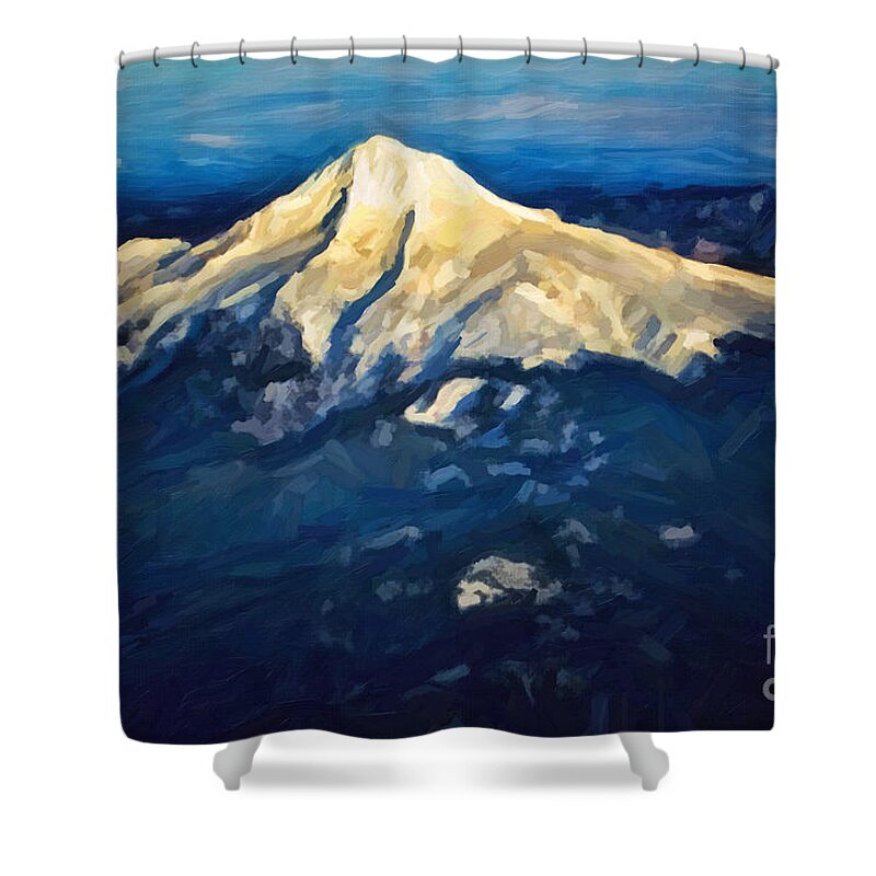 Jon Burch Shower Curtain featuring the photograph Mt. Hood from Above by Jon Burch Photography
