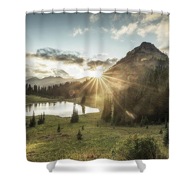 Scenics Shower Curtain featuring the photograph Mt.rainier In Sunset by Chinaface