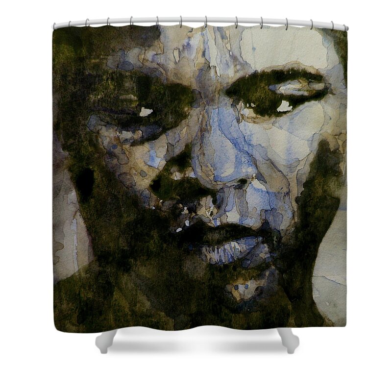 Muhammad Ali Shower Curtain featuring the painting Muhammad Ali A Change Is Gonna Come by Paul Lovering
