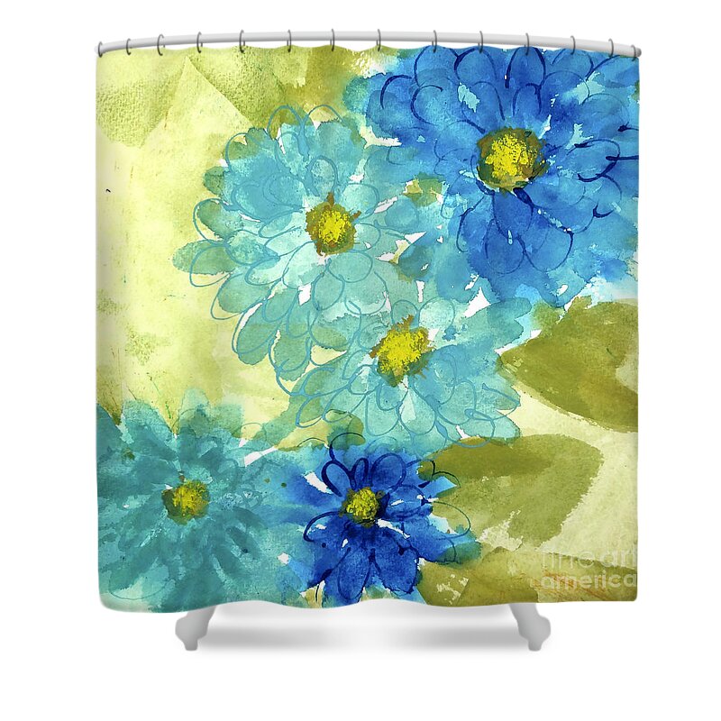 Watercolor Paintings Shower Curtain featuring the painting Mum's The Word II by Chris Paschke