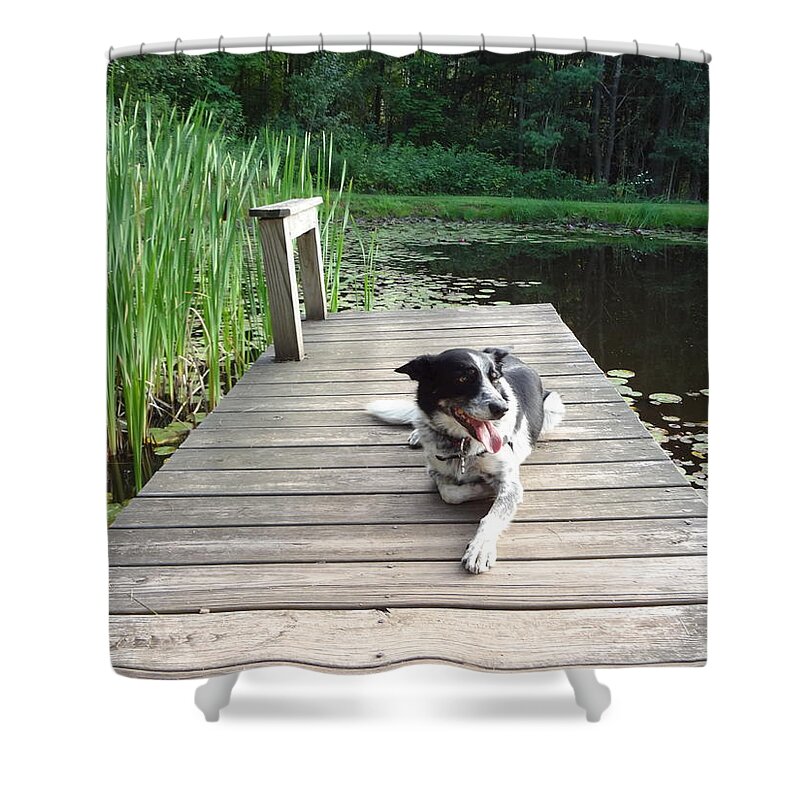 Dock Shower Curtain featuring the photograph Mundee on the dock by Michael Porchik