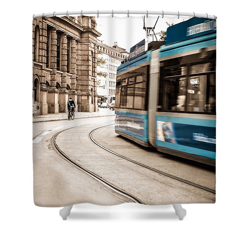 Ancient Shower Curtain featuring the photograph Munich city traffic by Hannes Cmarits