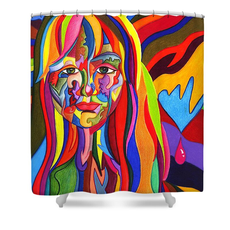 Abstract Shower Curtain featuring the drawing Muse Metamorphosis by Danielle R T Haney