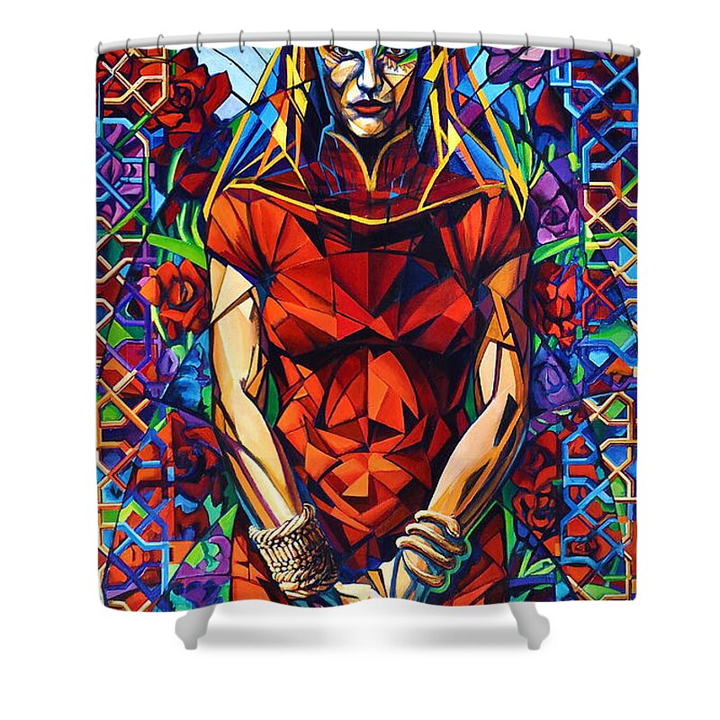 Girl Shower Curtain featuring the painting Muse Winter/Mourning by Greg Skrtic