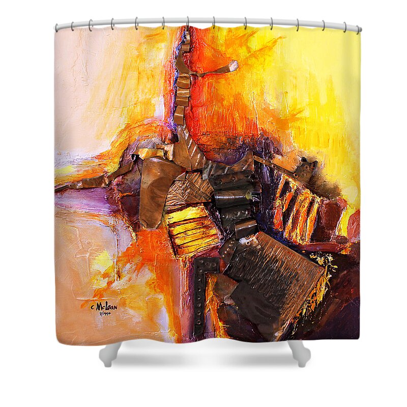 Abstract Shower Curtain featuring the painting Museum by Cynthia McLean
