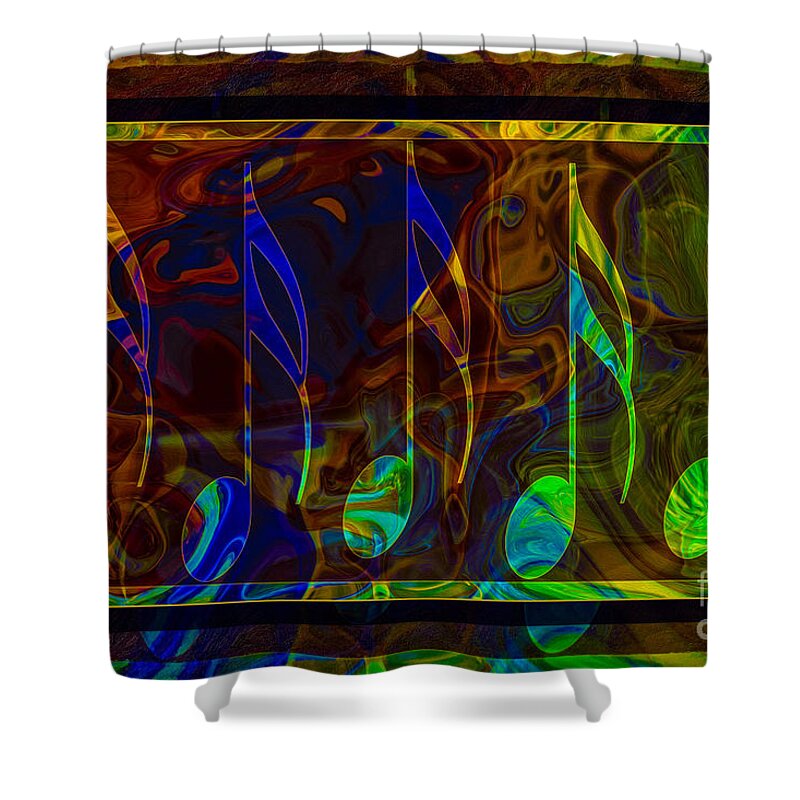 Music Notes Shower Curtain featuring the digital art Music is Magical Abstract Healing Art by Omaste Witkowski