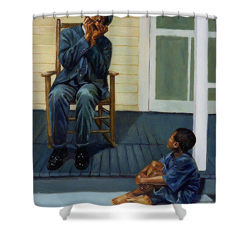 Father Shower Curtain featuring the painting Music Lesson Number 1 by Colin Bootman