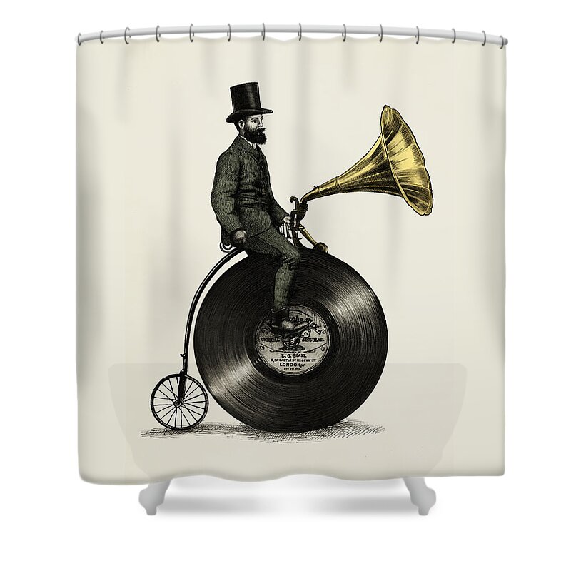 Music Shower Curtain featuring the drawing Music Man by Eric Fan