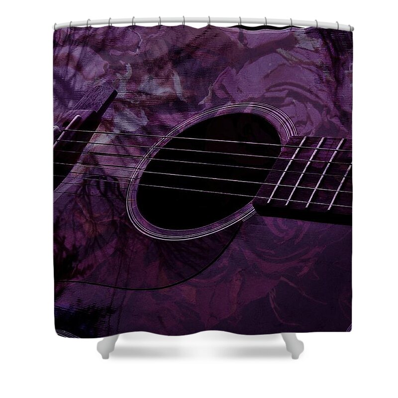 Guitar Shower Curtain featuring the photograph Music of the Roses by Barbara St Jean