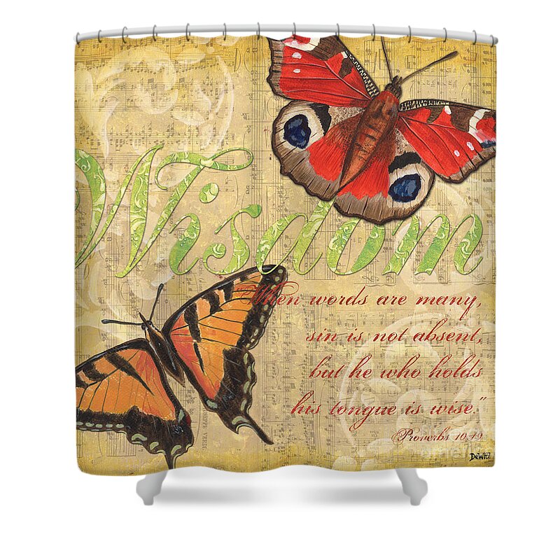 Butterfly Shower Curtain featuring the painting Musical Butterflies 4 by Debbie DeWitt