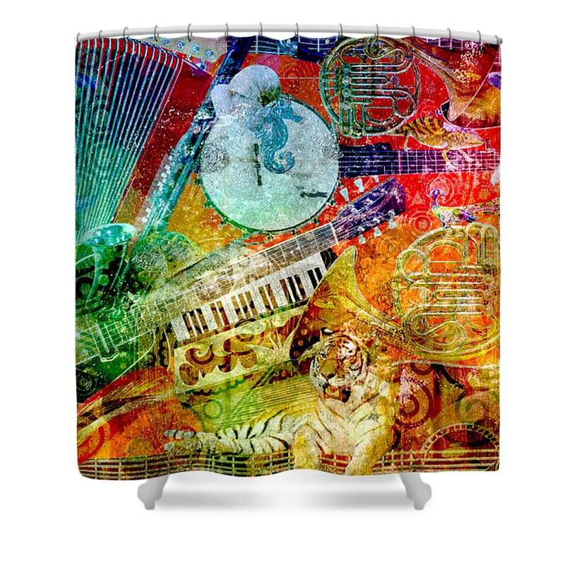 Musical Circus Shower Curtain featuring the painting Musical Circus by Ally White