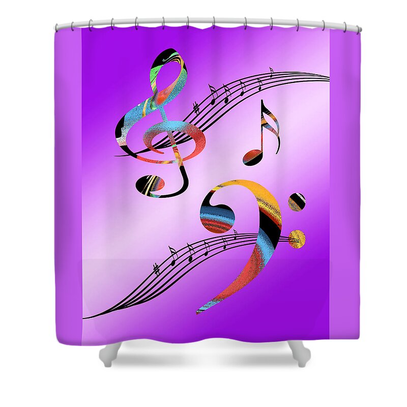 Music Shower Curtain featuring the digital art Musical Illusion by Gill Billington