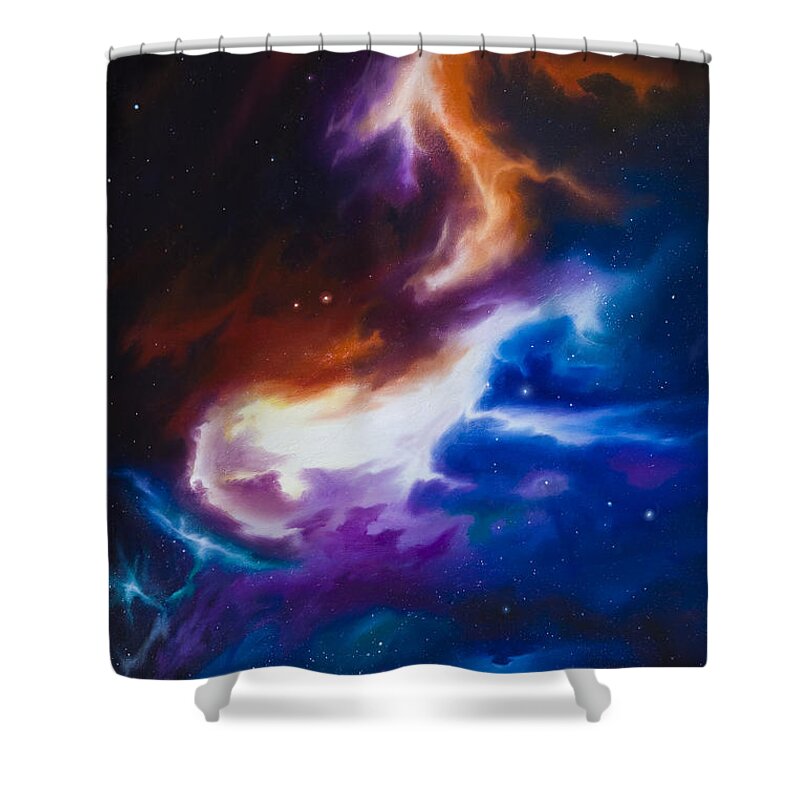 James C. Hill Shower Curtain featuring the painting Mutara Nebula by James Hill