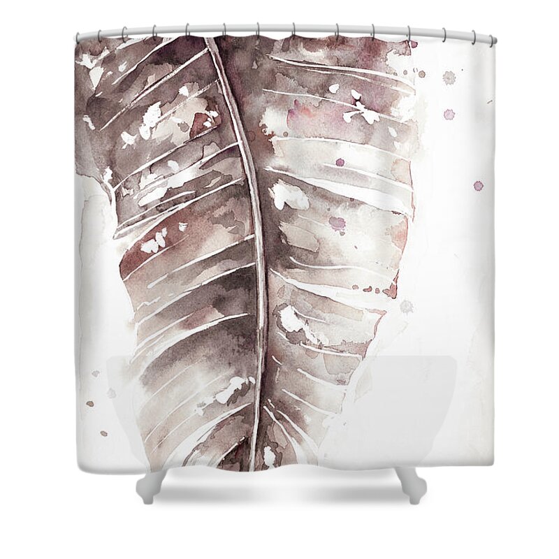 Muted Shower Curtain featuring the painting Muted Watercolor Plantain Leaves I by Patricia Pinto