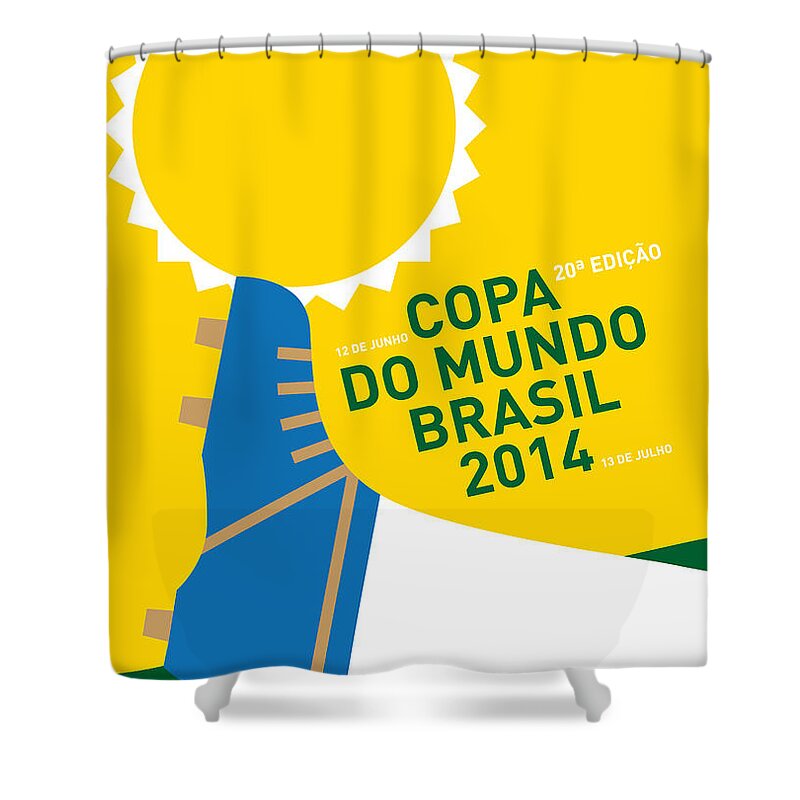 Brazil Shower Curtain featuring the digital art My 2014 World Cup Soccer Brazil - Rio Minimal Poster by Chungkong Art