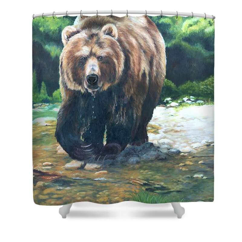 Lori Brackett Shower Curtain featuring the painting My Bear of a Painting by Lori Brackett