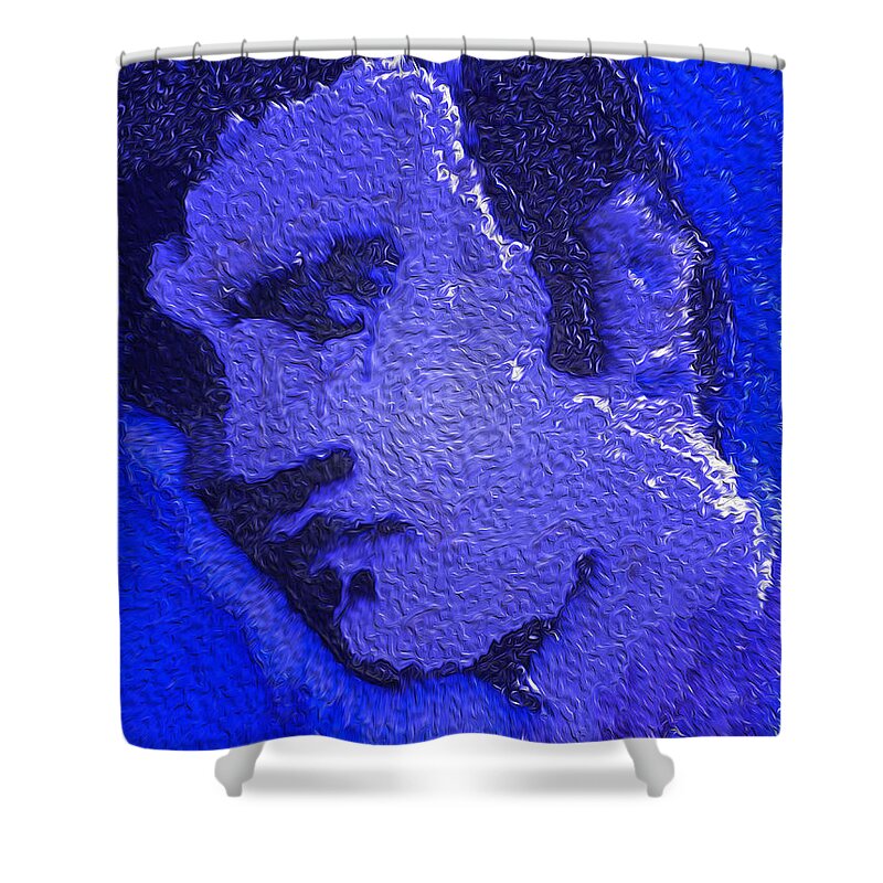 Elvis Shower Curtain featuring the painting My Blue Elvis by Robert Margetts