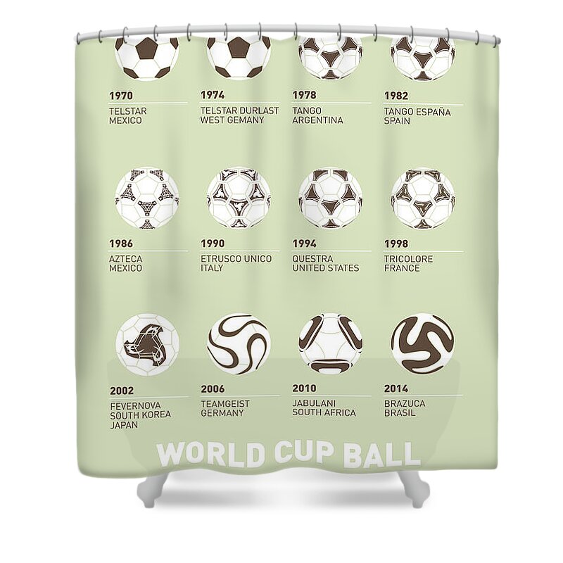 Sports Shower Curtain featuring the digital art My Evolution Soccer Ball minimal poster by Chungkong Art