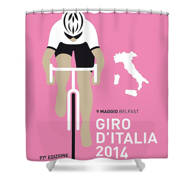 Minimal Shower Curtain featuring the digital art My Giro D Italia Minimal Poster 2014 by Chungkong Art