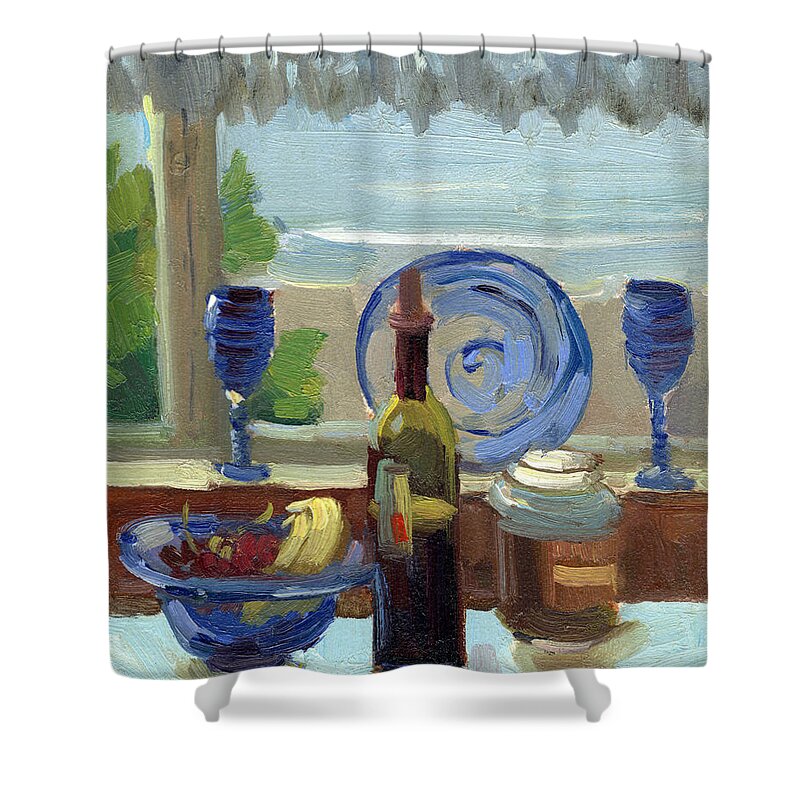 Kitchen Shower Curtain featuring the painting My Kitchen on Vashon Island by Diane McClary