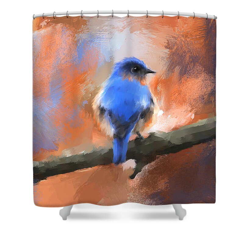 Bird Shower Curtain featuring the painting My Little Bluebird by Jai Johnson