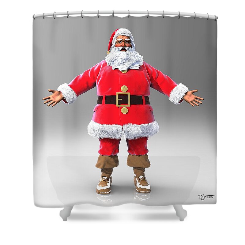 Santa Claus Shower Curtain featuring the sculpture My Name is Santa by David Luebbert