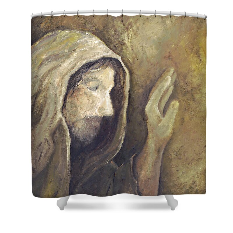 Jesus Shower Curtain featuring the painting My Savior - My God by Stephanie Broker