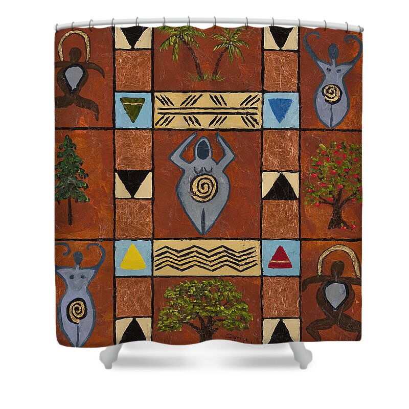 Symbols Shower Curtain featuring the painting My Symbolic World by Darice Machel McGuire