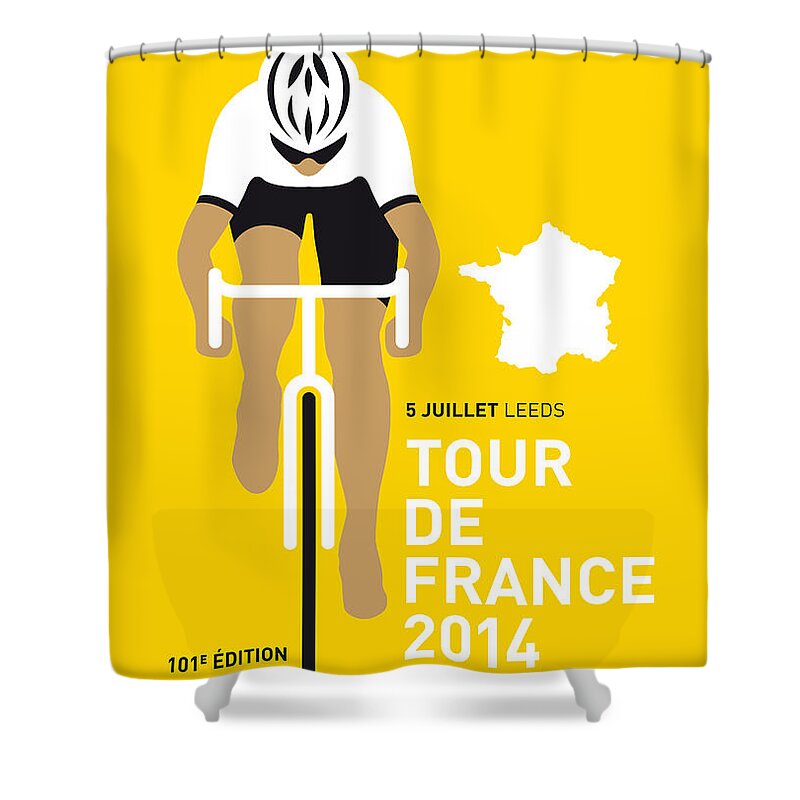 Minimal Shower Curtain featuring the digital art My Tour De France Minimal Poster 2014 by Chungkong Art