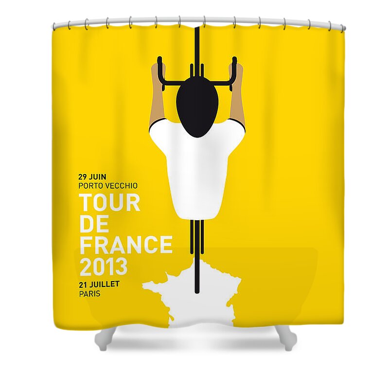Cycling Shower Curtain featuring the digital art My Tour De France Minimal Poster by Chungkong Art