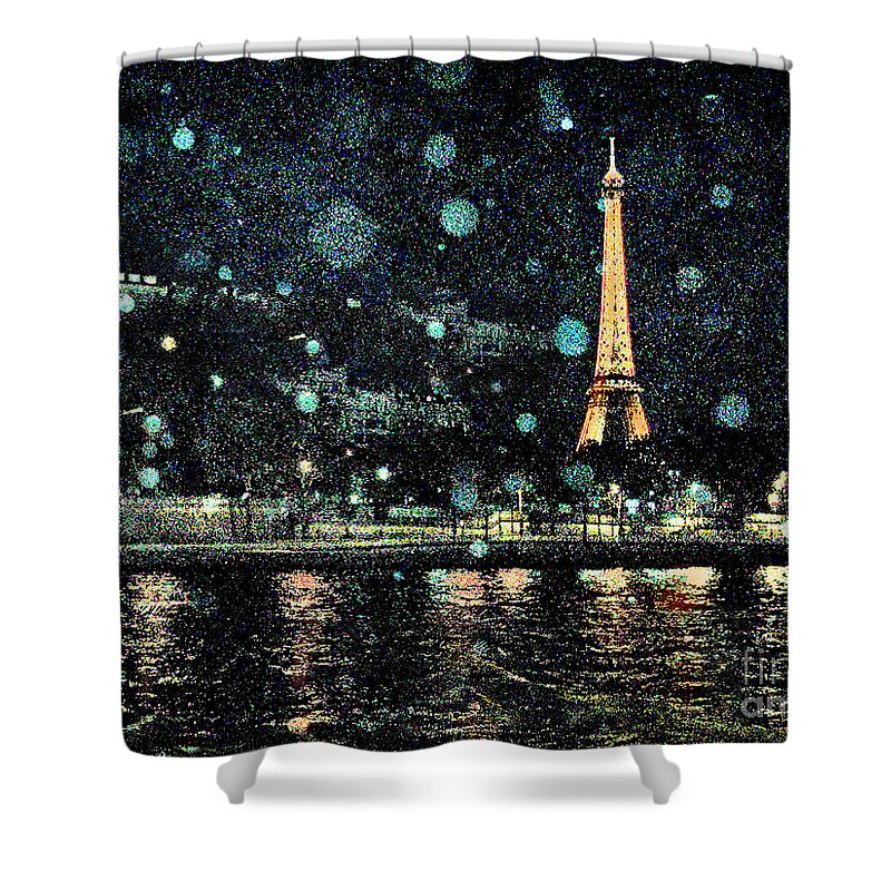 Paris Shower Curtain featuring the digital art My Van Gogh Eiffel Tower by Jennie Breeze