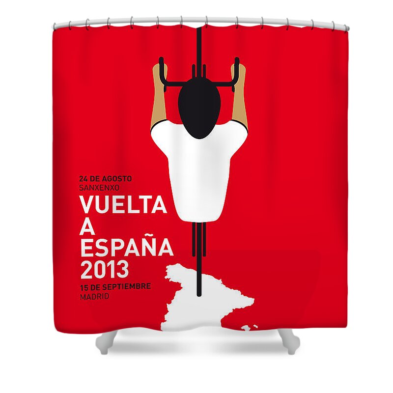2013 Shower Curtain featuring the digital art My Vuelta A Espana Minimal Poster - 2013 by Chungkong Art