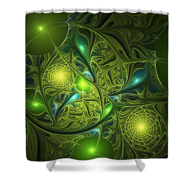 Abstract Shower Curtain featuring the digital art Mysterious Lights by Gabiw Art