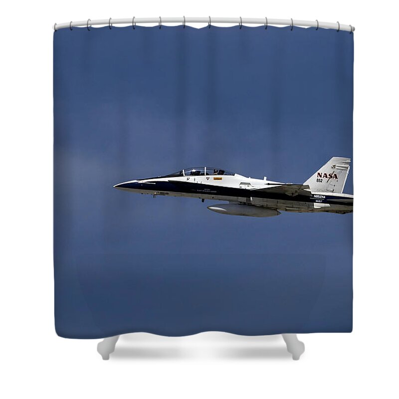 Nasa F18 Shower Curtain featuring the photograph Nasa's F18's Final Salute to Endeavor by Denise Dube
