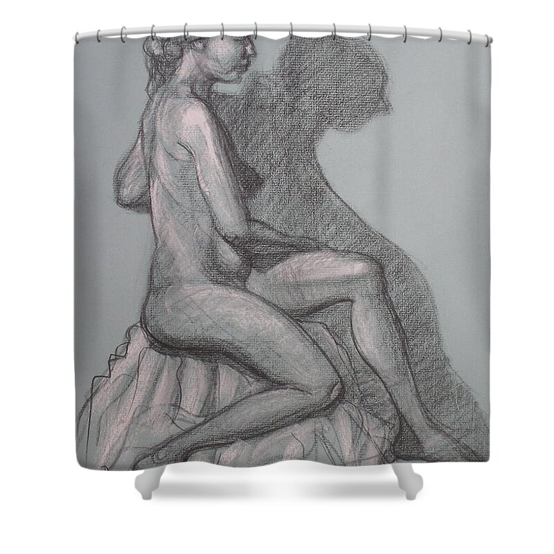 Realism Shower Curtain featuring the drawing Natalia #1 by Donelli DiMaria