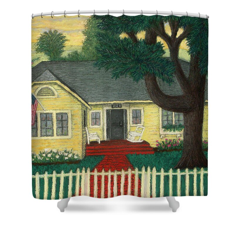 House Shower Curtain featuring the pastel Nate's Place by Michael Heikkinen