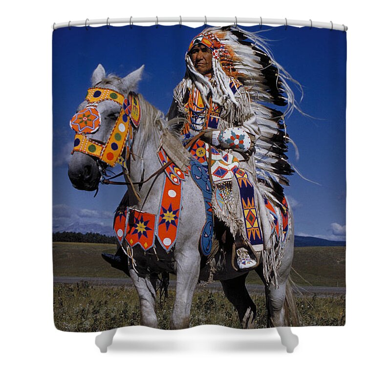 Native Americans Shower Curtain featuring the photograph Native American Chief, Alberta, Canada by William W. Bacon III