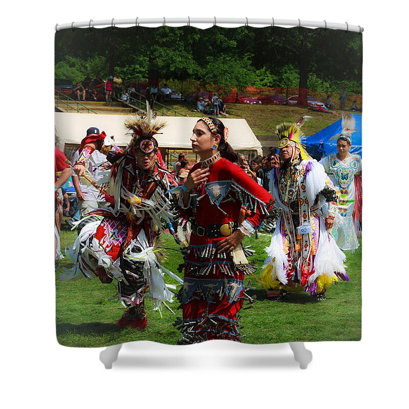 Native American Shower Curtain featuring the photograph Native American Dancers by Eleanor Abramson