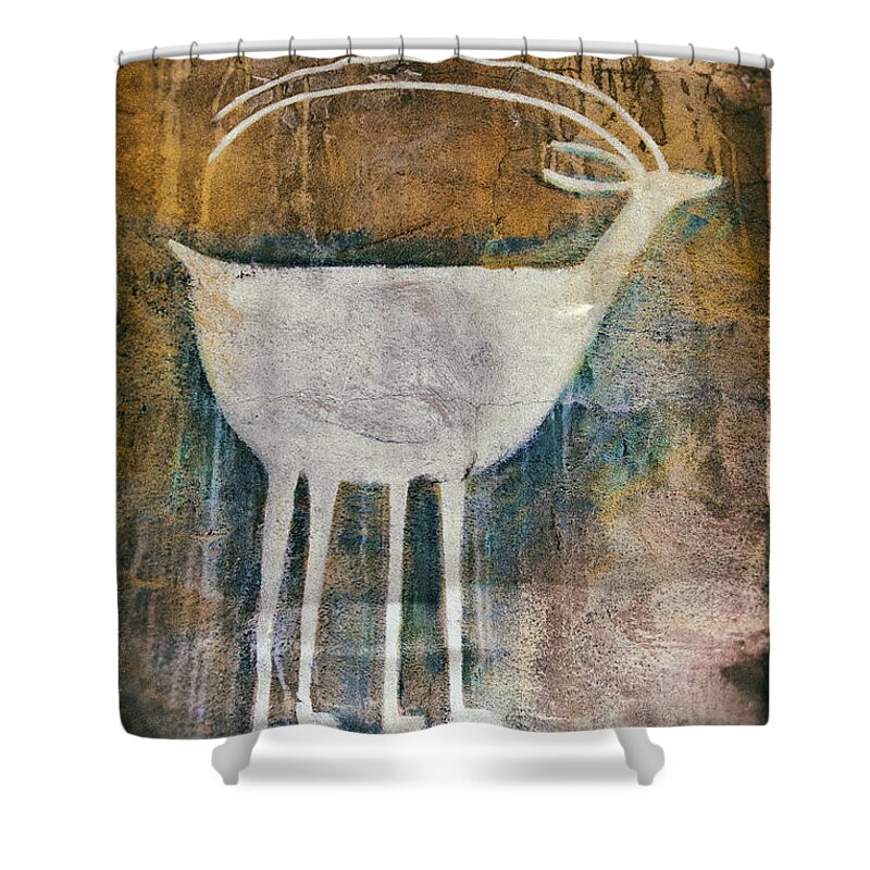 Indian Shower Curtain featuring the photograph Native American Deer Pictograph by Jo Ann Tomaselli