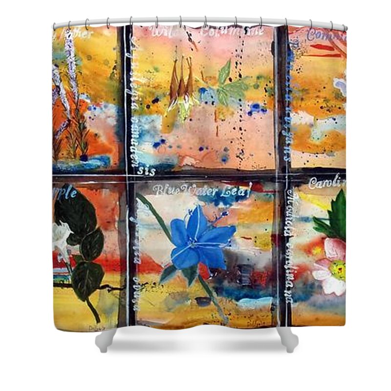 Series Shower Curtain featuring the painting native Texas wildflowers B by Michael Dillon