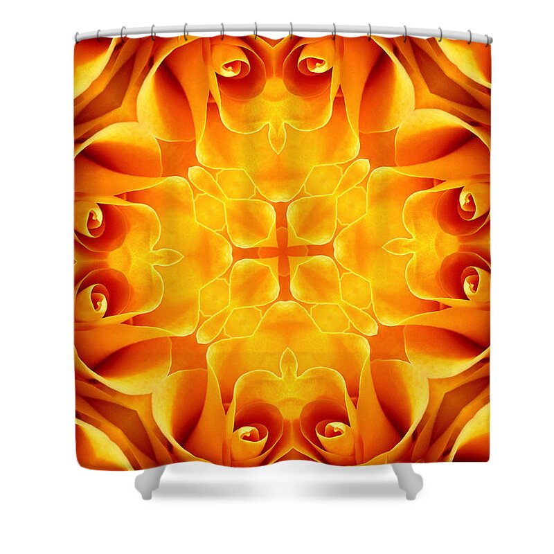 Kaleidoscope Shower Curtain featuring the digital art Nature Kaleidoscope 1 by Rhonda Barrett