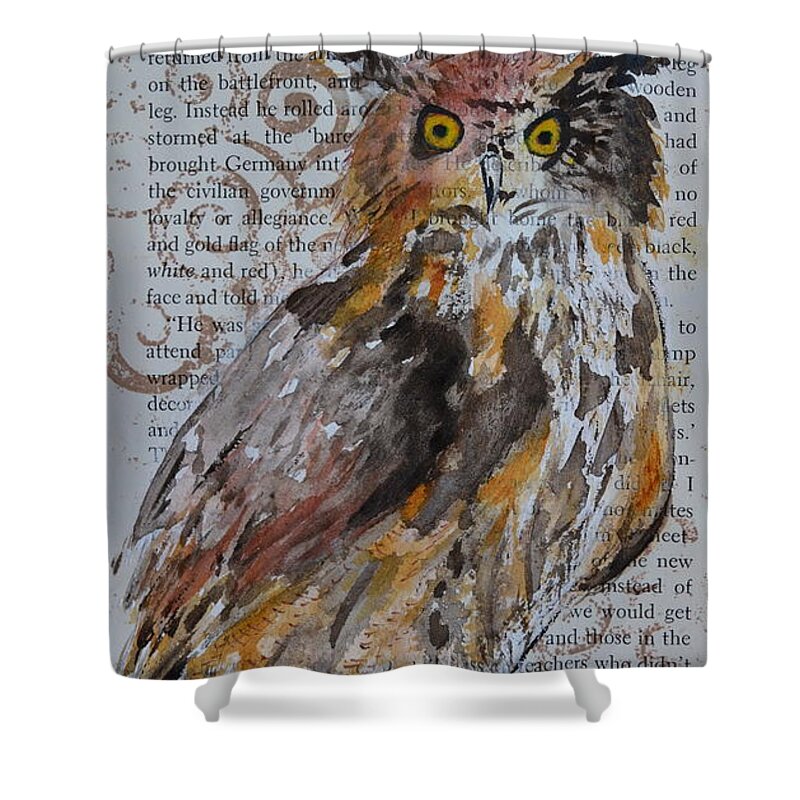 Owl Shower Curtain featuring the painting Nature Prevails original version by Beverley Harper Tinsley