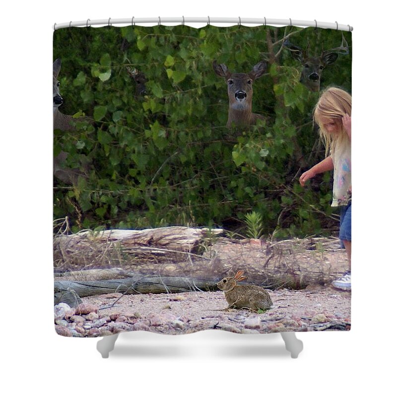 Children Shower Curtain featuring the digital art Nature Watching by Bill Stephens